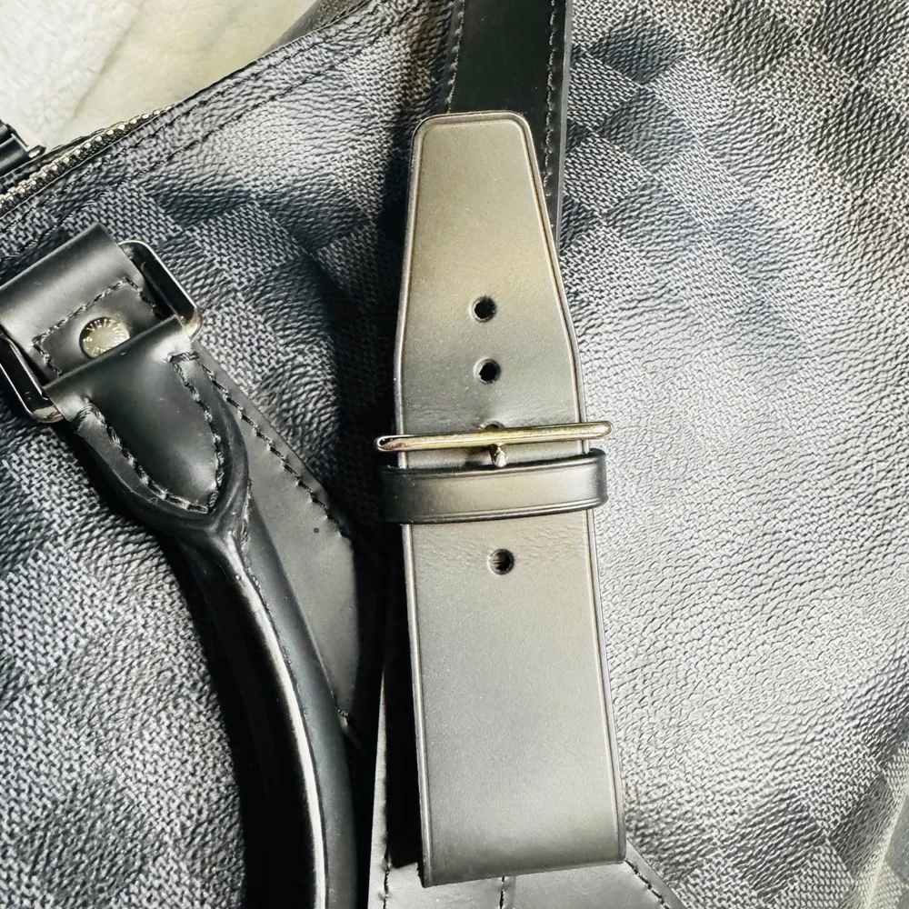 Louis Vuitton Black Damier Graphite Keepall 55  Leather Travel Bag